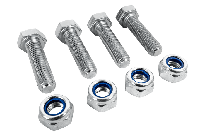 Set de 4x șuruburi hexagonale M8x30 și 4x piulițe autoblocante M8, șurub MARCOPOL clasa 5.8 DIN933