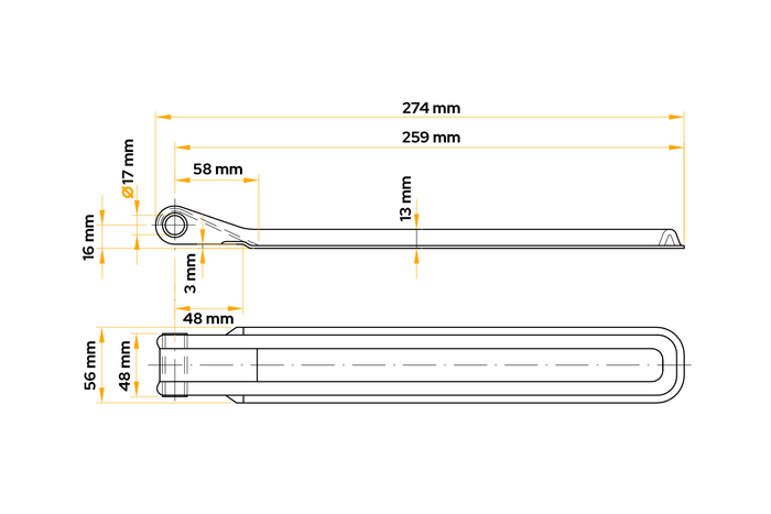 Balama laterală cu mâner WINTERHOFF BSCH 10-17-270+BSCHG 10-17-A montare laterală completă pentru remorcă