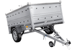 Remorcă cu o singură axă pe arcuri 230x125 UNITRAILER GARDEN 230/R KIPP cu laterale BIS și capac din aluminiu