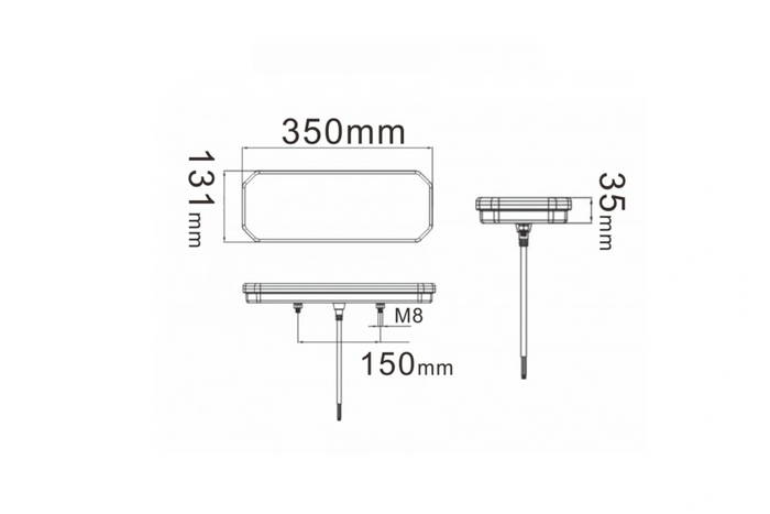Cablu LED TruckLED L1949+L1950 pentru stopuri, 0,45 m, 6 funcții, stânga+dreapta