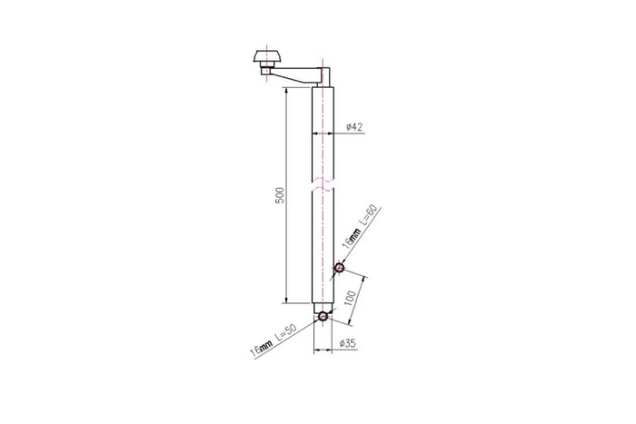Manivelă UNITRAILER cu mânere pentru basculare și descărcarea unei remorci auto de 1000 kg 500-865 mm