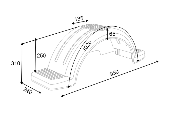 Apărătoare pentru remorcă de barcă 13" DOMAR D20422 arcadă roată 950/240mm