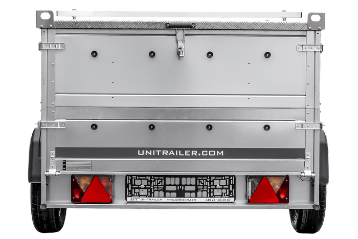 Remorcă cu o singură axă pe arcuri 230x125 UNITRAILER GARDEN 230/R KIPP cu laterale BIS și capac din aluminiu