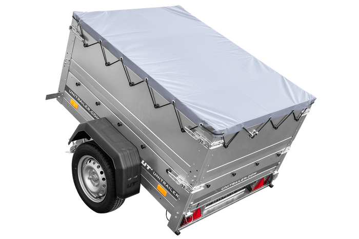 Remorcă ușoară 150x106 UNITRAILER GARDEN 150 KIPP cu laterale BIS și prelată gri