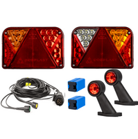 Set de lumini: lumini spate LED DOBPLAST DPT35 + lumini laterale FRISTOM FT-009 LED + cablaj MANTES 4,4m 7-PIN